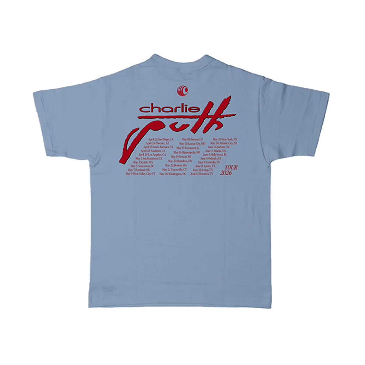 Charlie Puth 2026 Tour Blue T-Shirt