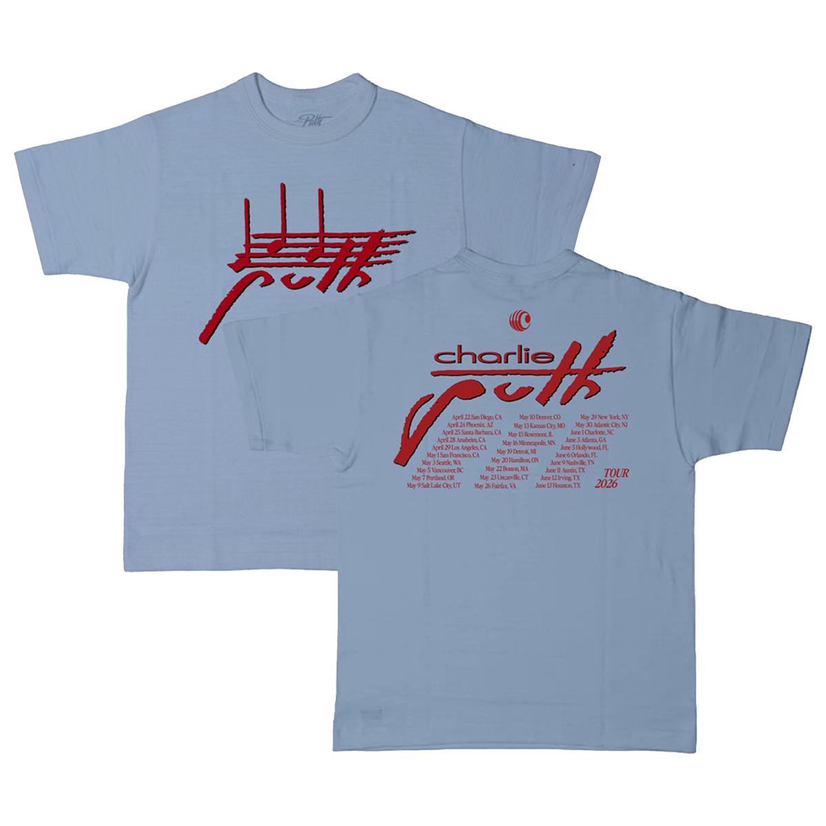 Charlie Puth 2026 Tour Blue T-Shirt
